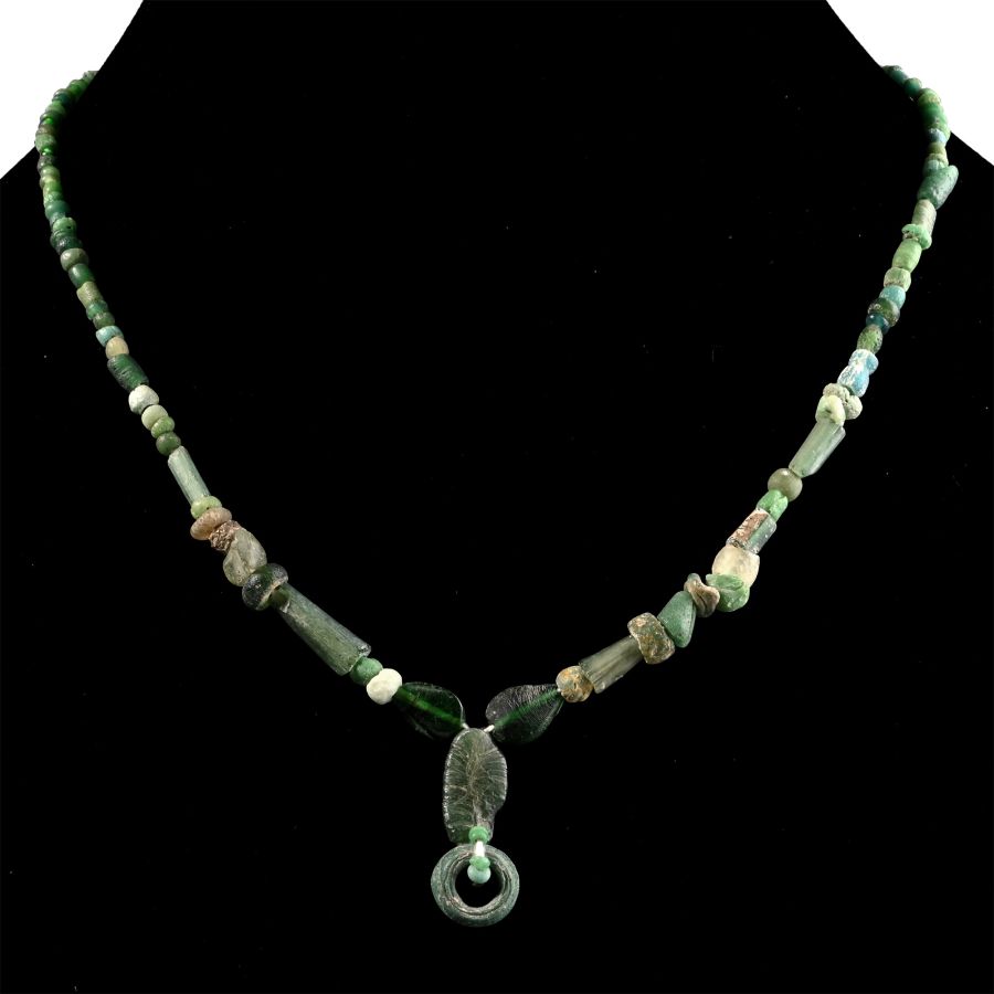 Roman Green Glass and Other Bead Necklace String