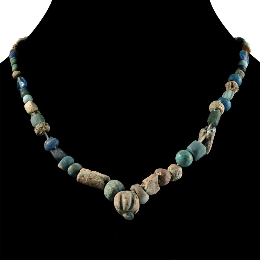 Achaemenid Turquoise Glass and Other Bead Necklace String