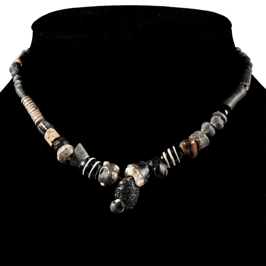 Roman Black Glass and Other Bead Necklace String