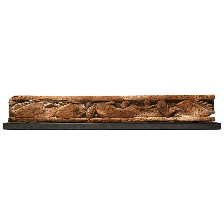 Egyptian Wooden Panel with Swimming Fish