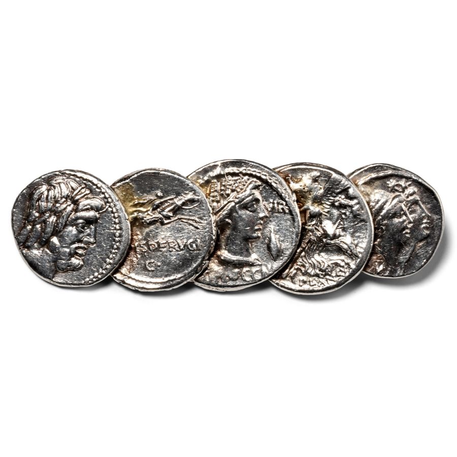 FIve Republican Denarii Formed as A Victorian Tie Pin.