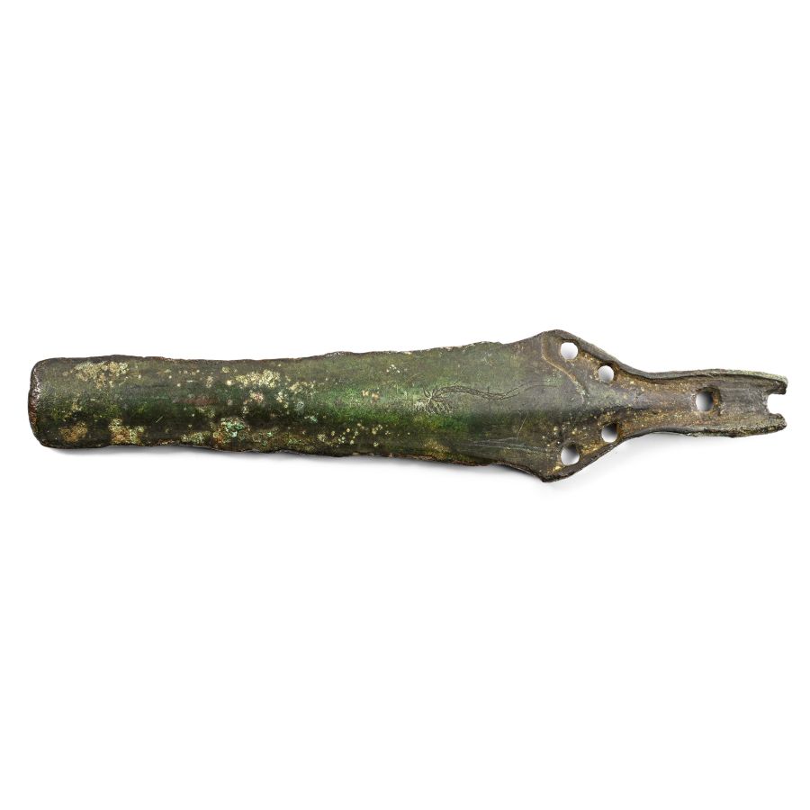 Bronze Age Votive Sword Hilt and Upper Blade Section with 'Shooting Star' Decoration