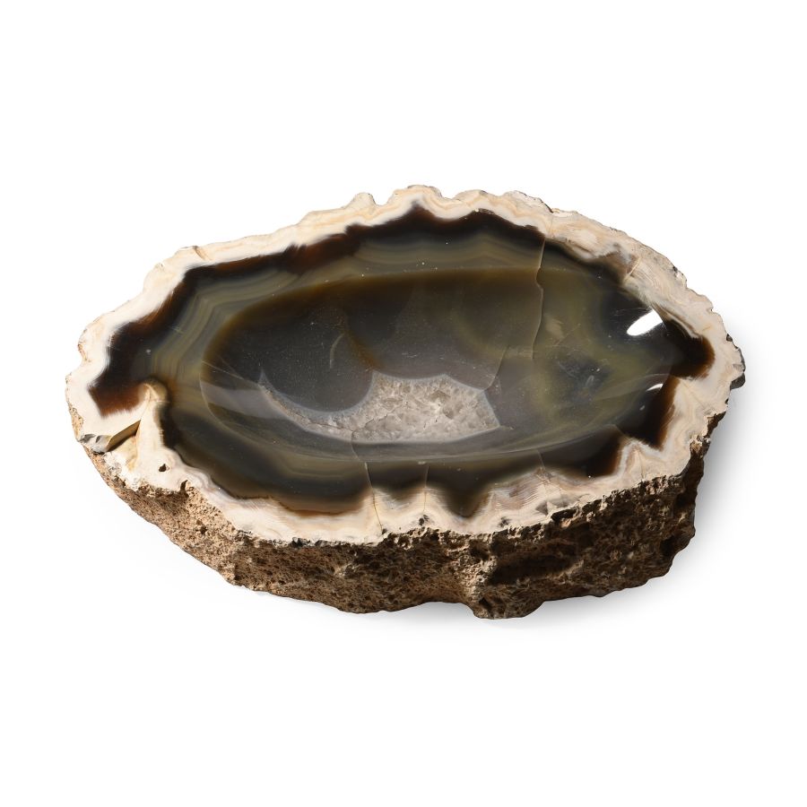 Large Cut and Polished Banded Agate Bowl