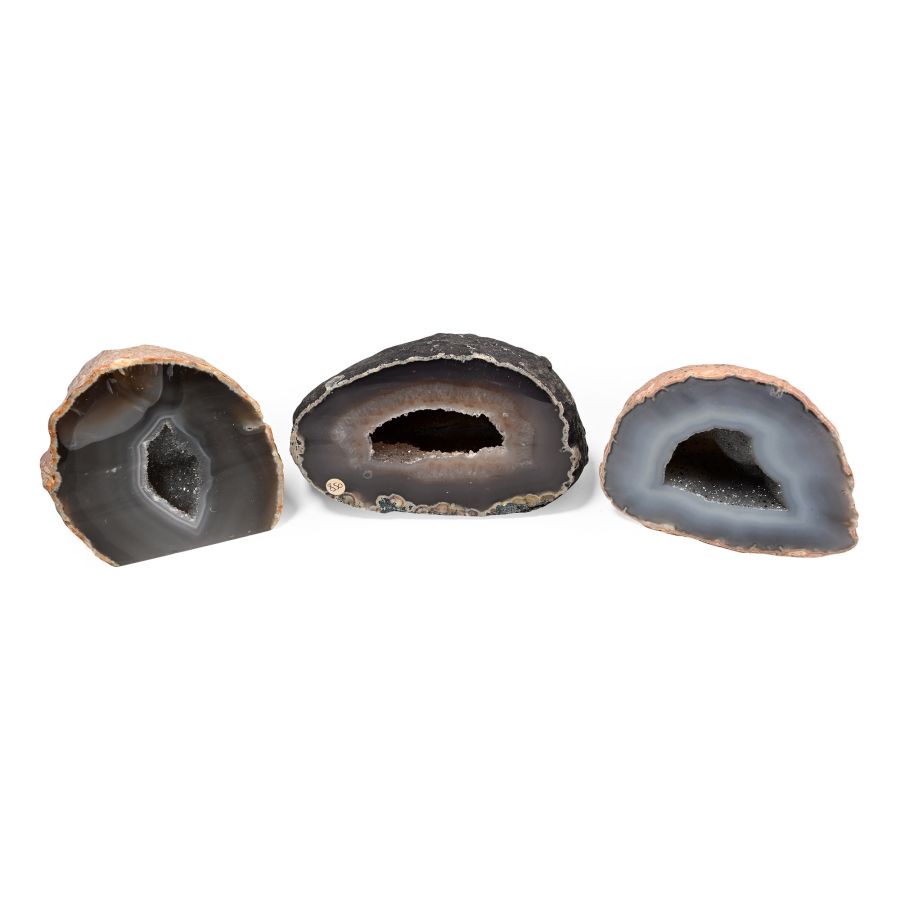 Group of Three [3] Large Cut and Polished Agate Geode Specimens