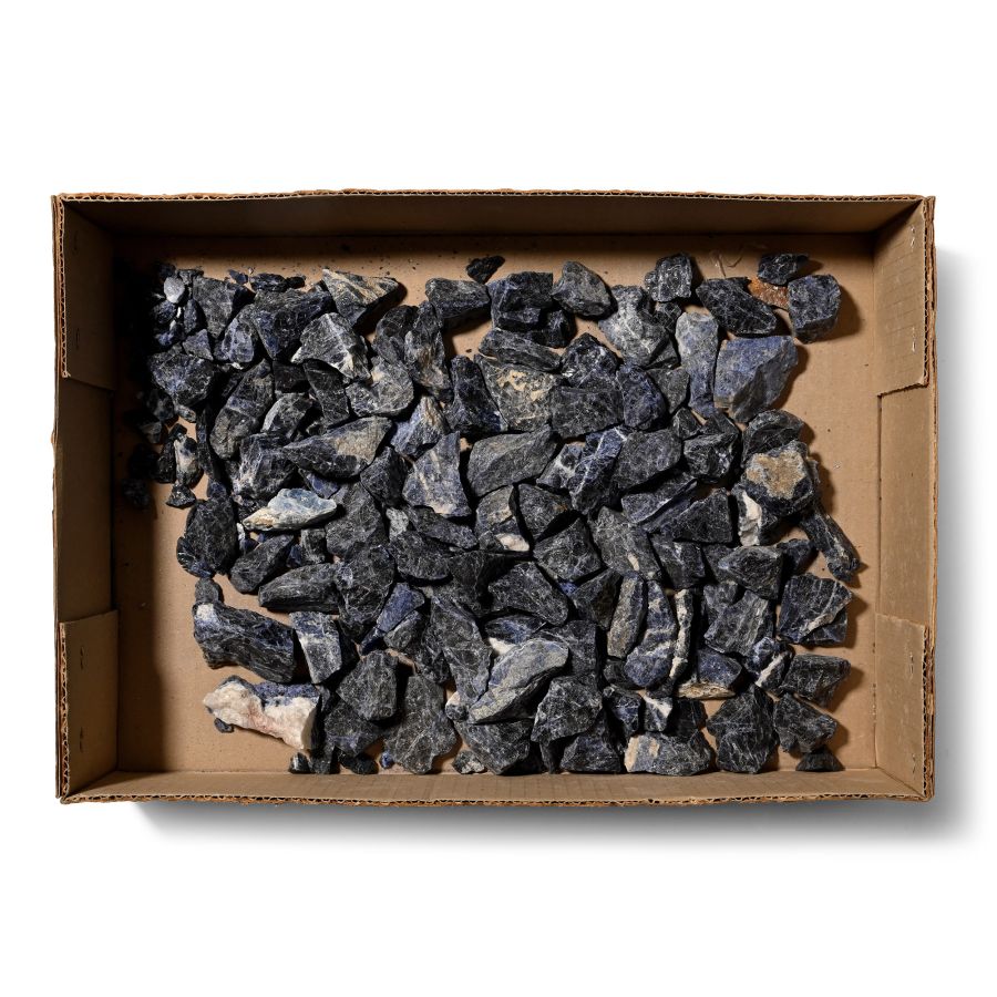 Box of Over One Hundred [100+] Blue Sodalite Specimens