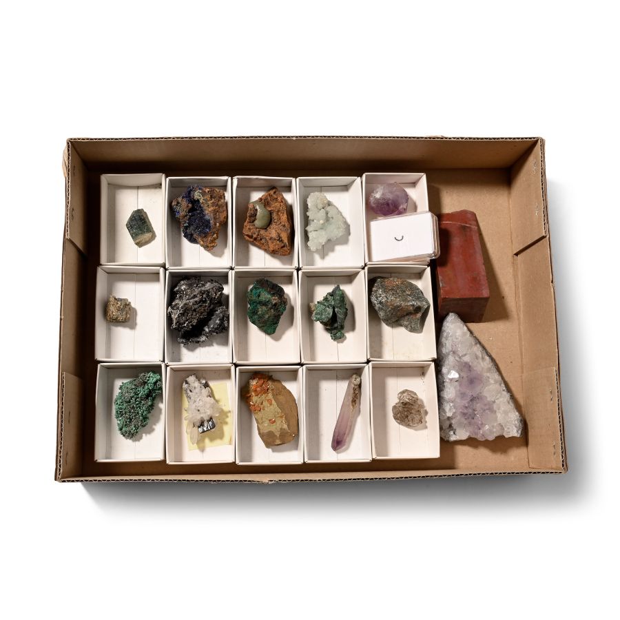Box of Eighteen [18] Mineral and Crystal Specimen Collection