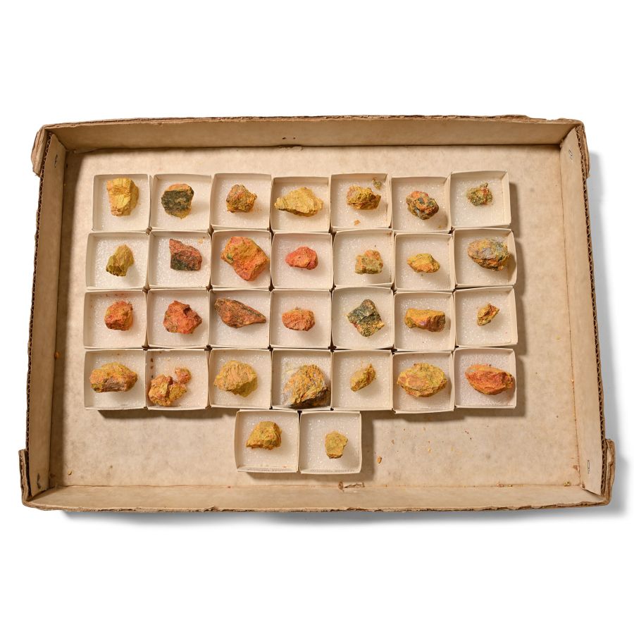 Box of Thirty [30] Individually Boxed and Labelled Realgar Orpiment Specimens