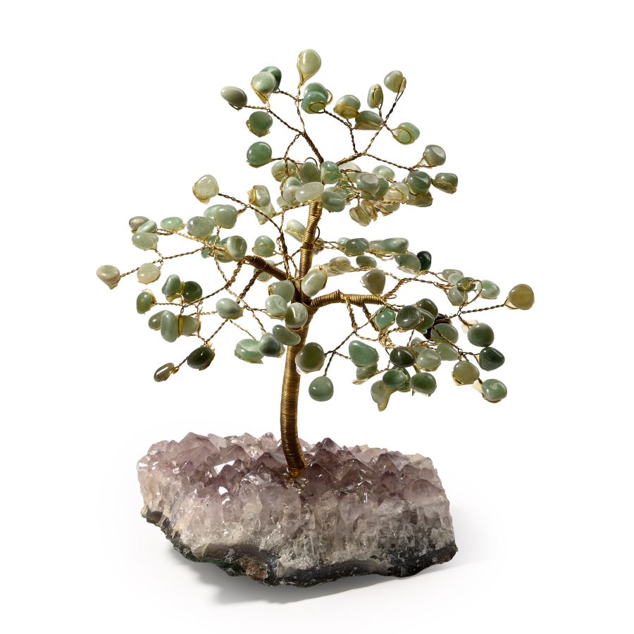 Aventurine Gem Tree on Amethyst Crystal Geode Section