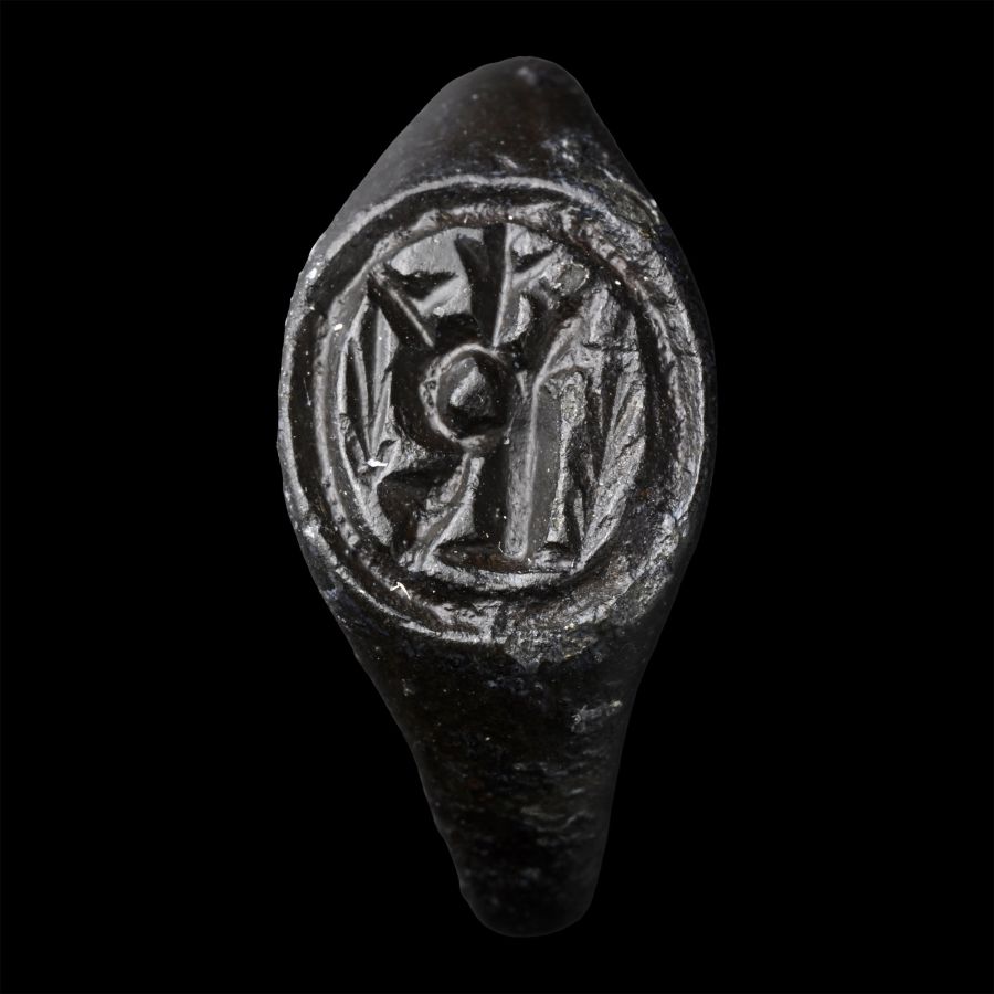 Medieval Bronze Ring with Crowned R