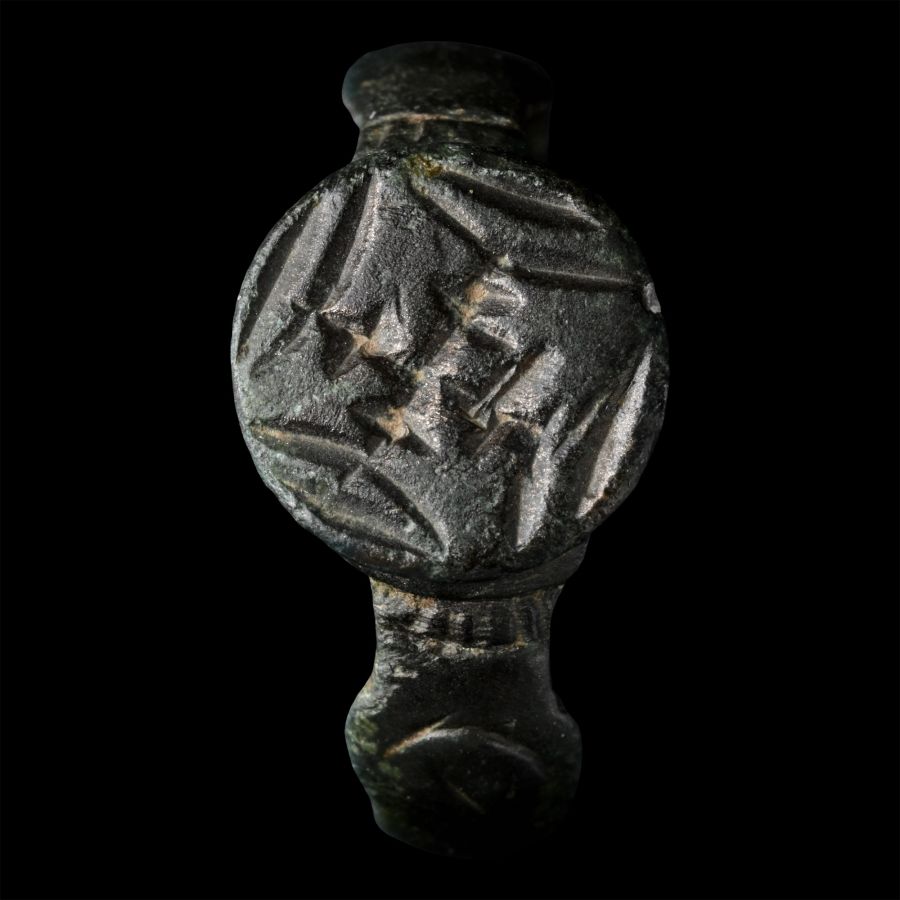 Medieval Bronze Ring with Barbed Cross