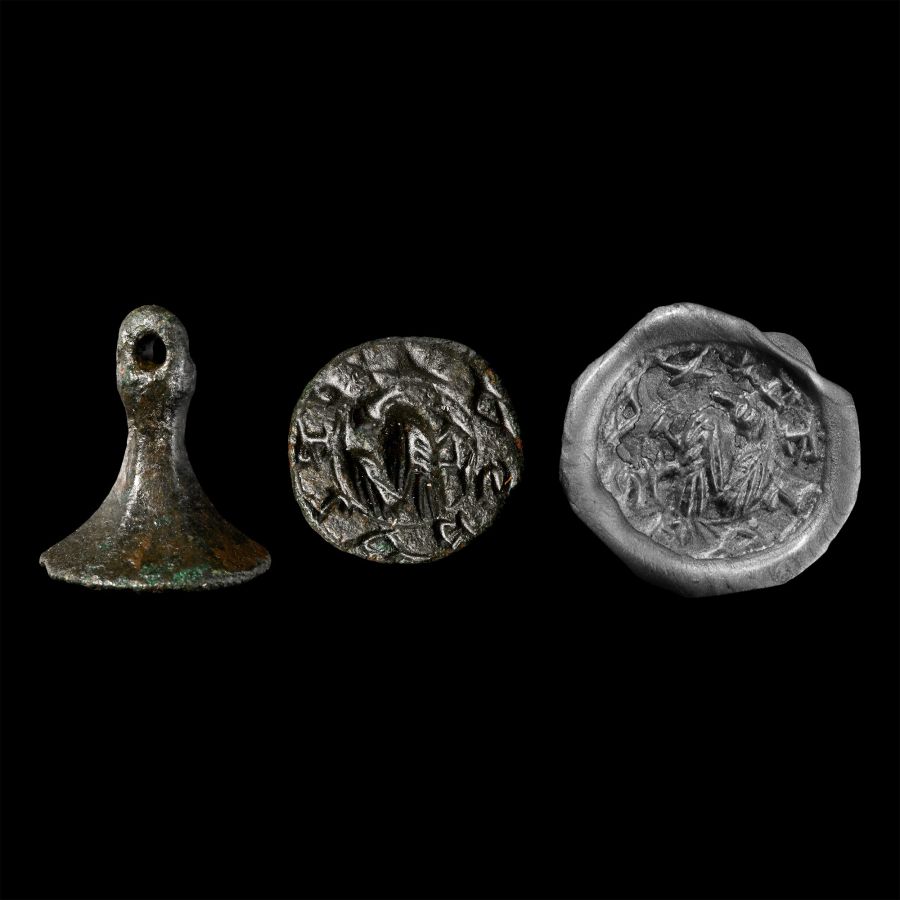 Medieval Bronze Seal Matrix with Bird