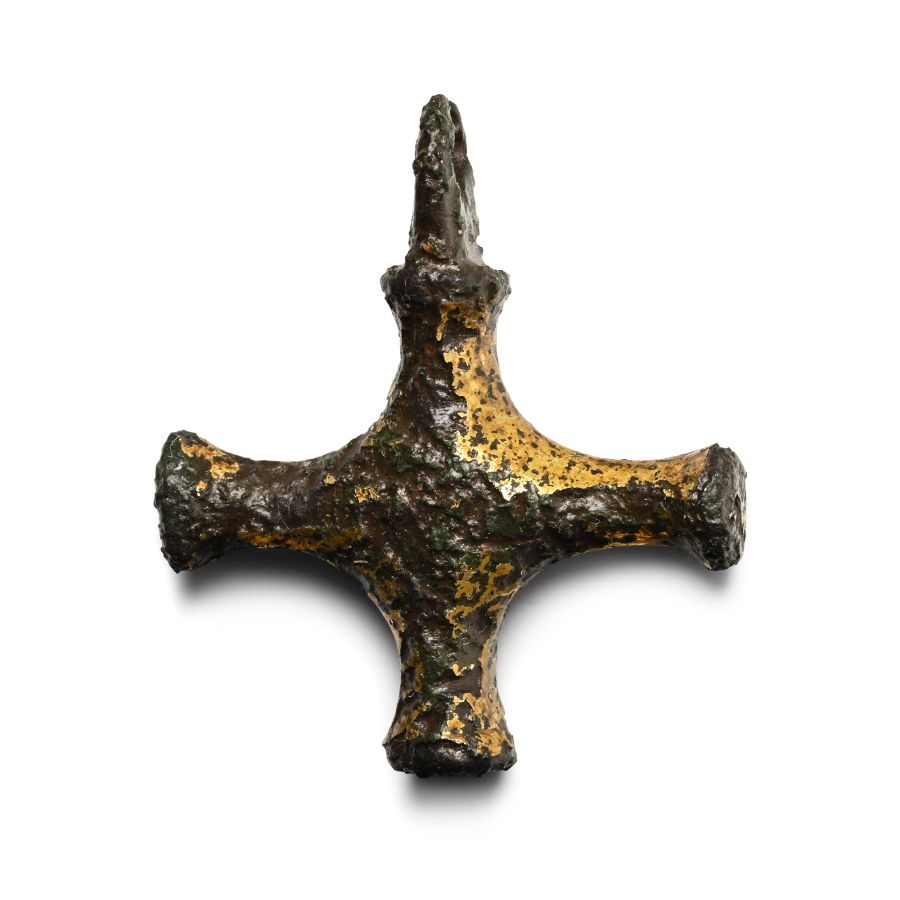 Medieval Gilt Bronze Cross Pendant
