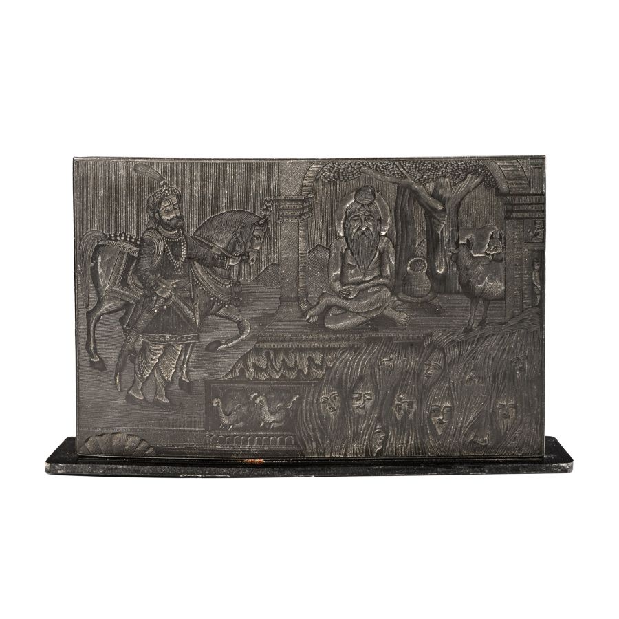 Carved Printing Block with Mughal Scene