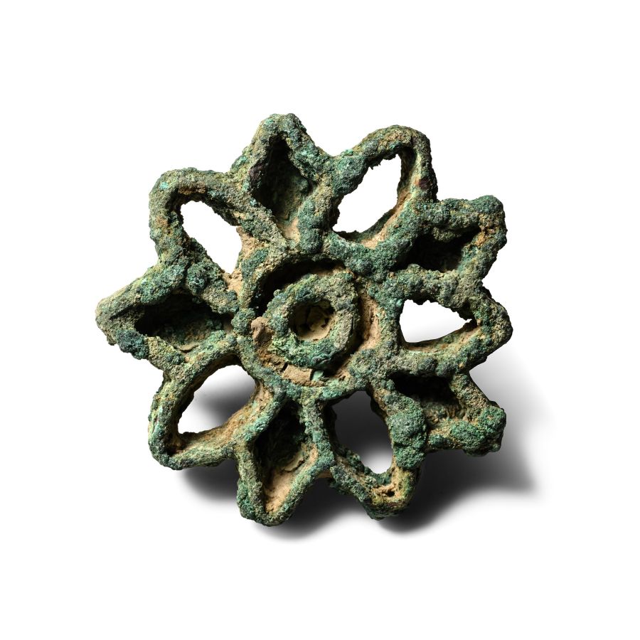 Large West Central Asian Bronze Star-Shaped Rosette Seal Matrix
