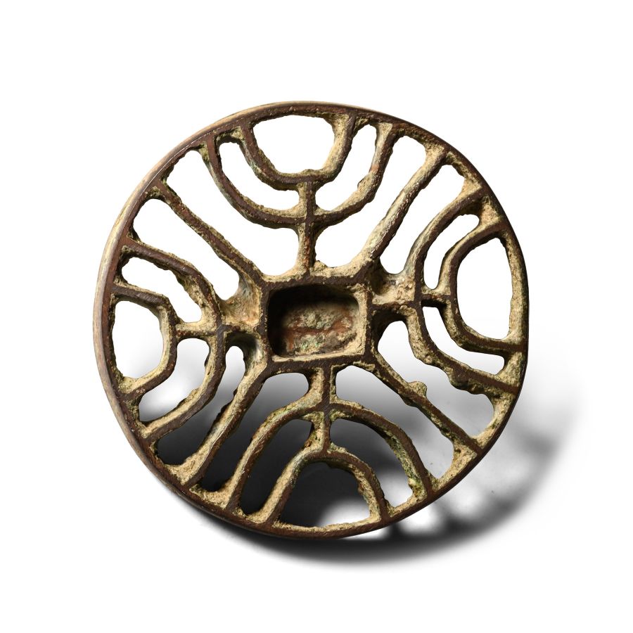 Large West Central Asian Bronze Seal Matrix with Cross of Trees