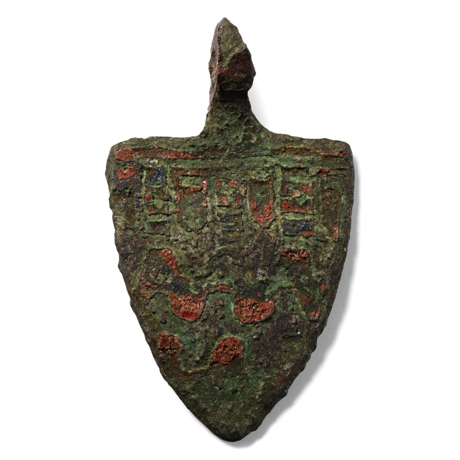 Medieval Knight's Enamelled Bronze Heraldic Horse Harness Pendant