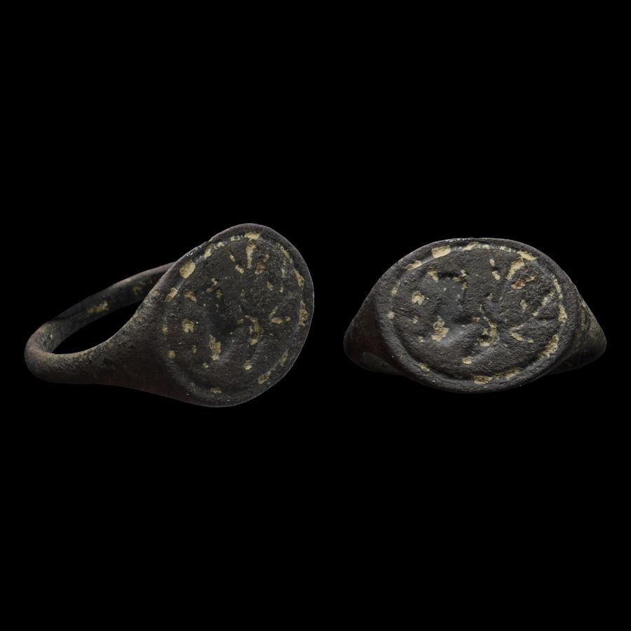 Medieval Bronze Ring with Stag