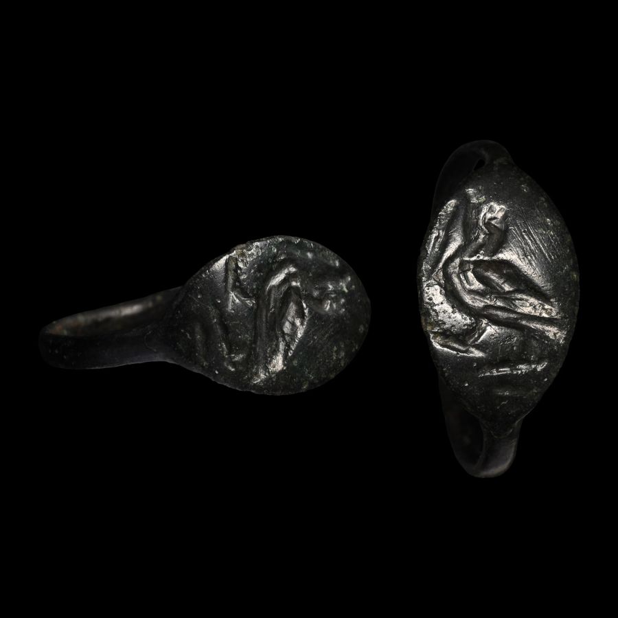Greek Bronze Ring with Bird