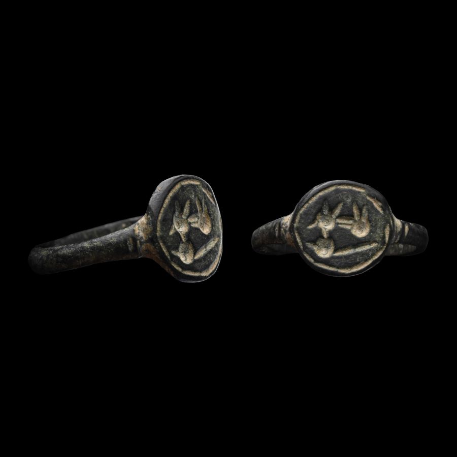 Merovingian Bronze Ring with Antelope Facing Right