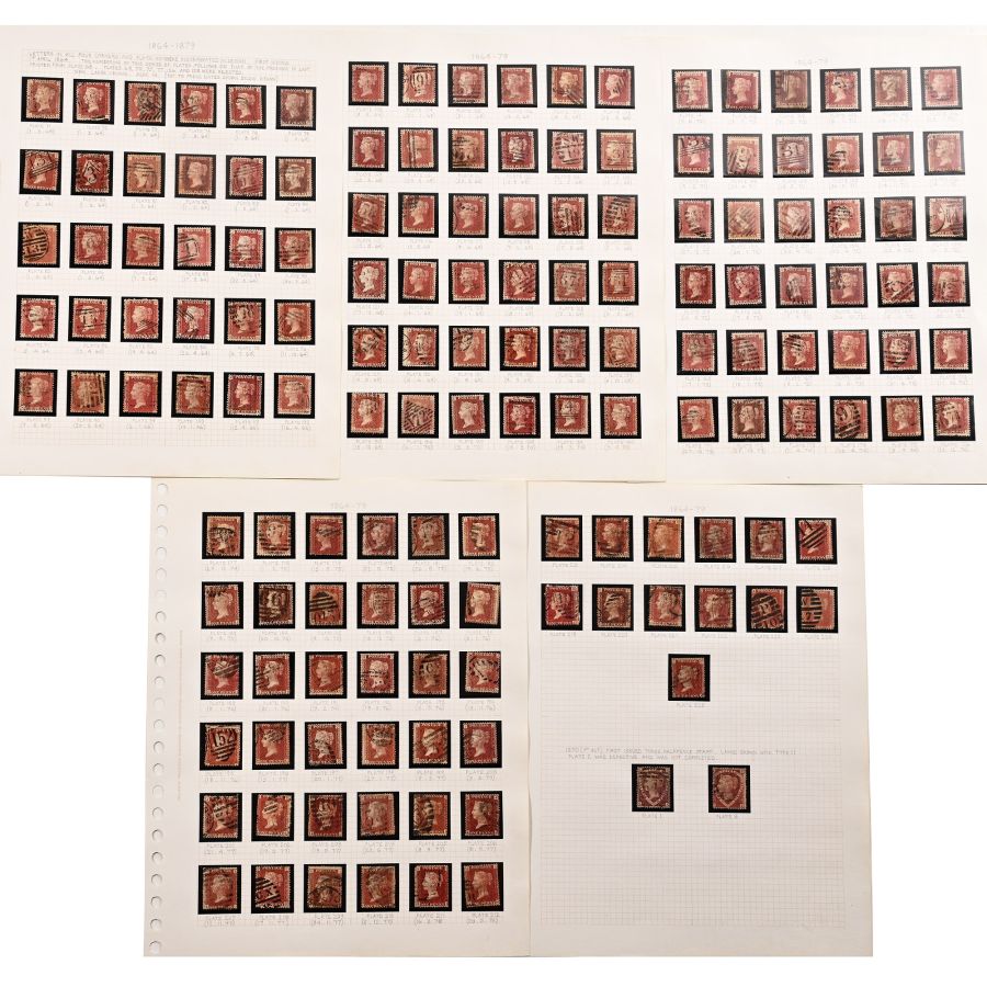 Great Britain (GB), Queen Victoria (QV), Letters in All Four Corners Penny Red Plates Set