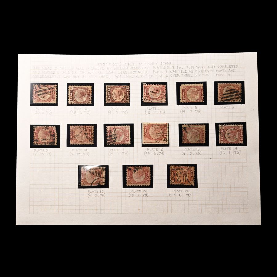 Great Britain (GB), Queen Victoria (QV), Letters in All Four Corners Halfpenny Penny Red Plates Set