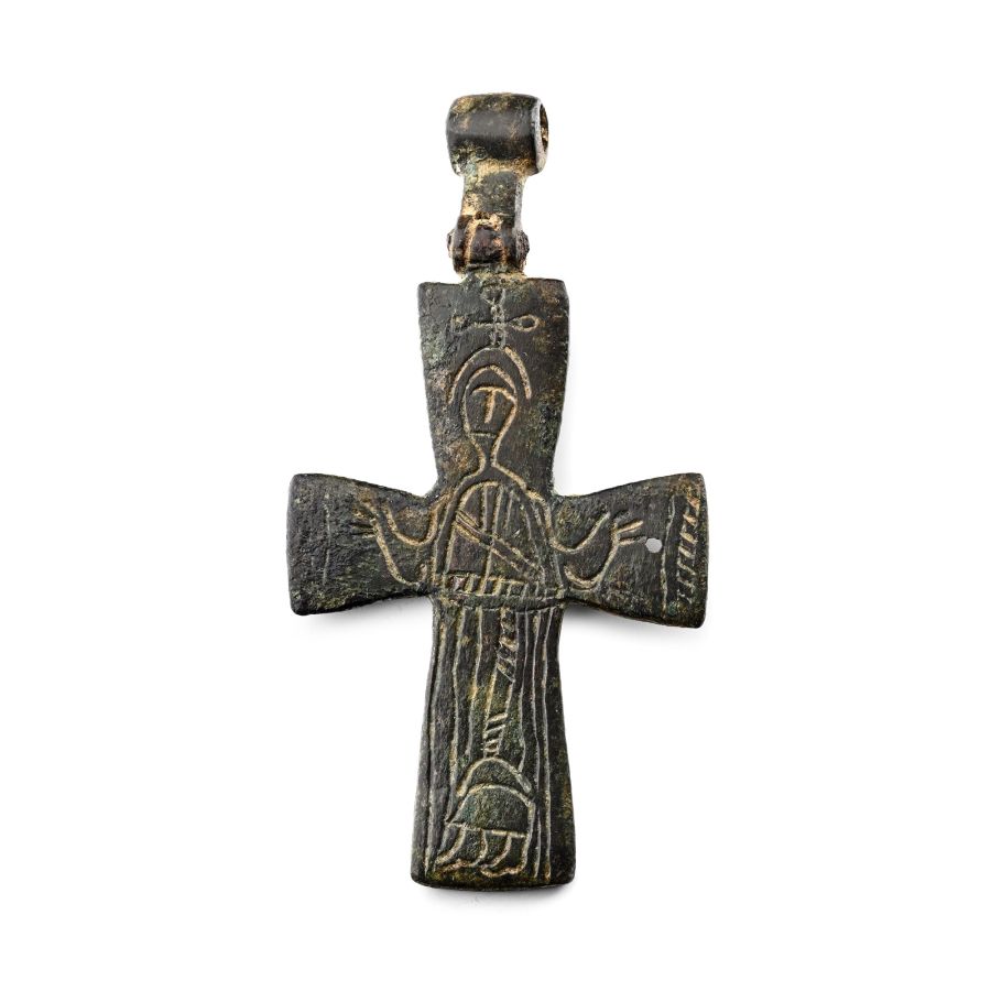 Byzantine Bronze Pectoral Cross Pendant