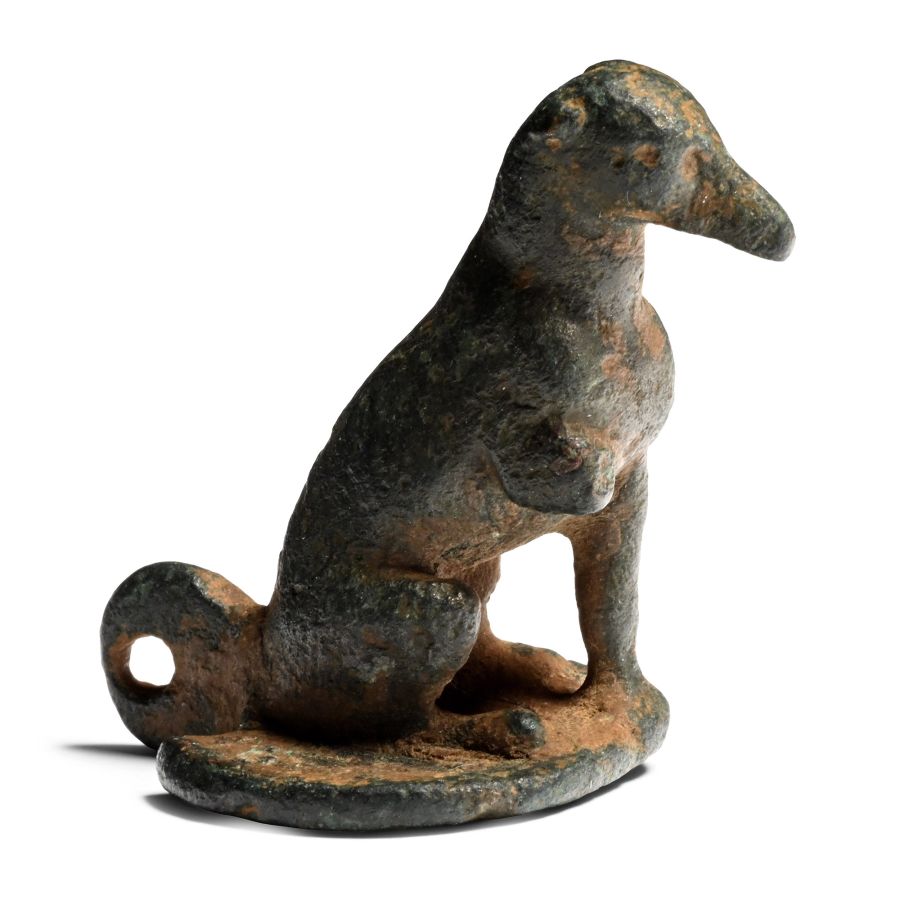 Roman Bronze Sitting Dog Lamp Lid
