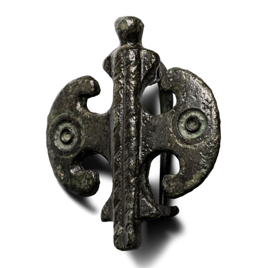 Roman Bronze Double Axe Plate Brooch
