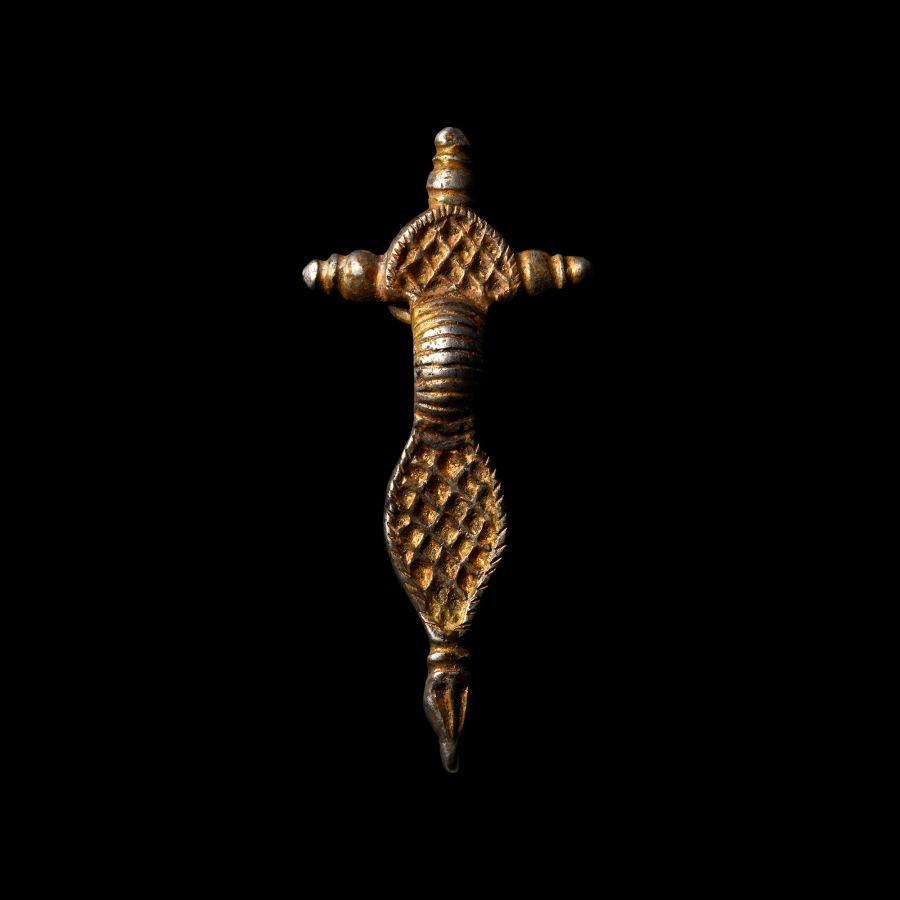 Frankish Silver-Gilt Radiate-Headed Bow Brooch