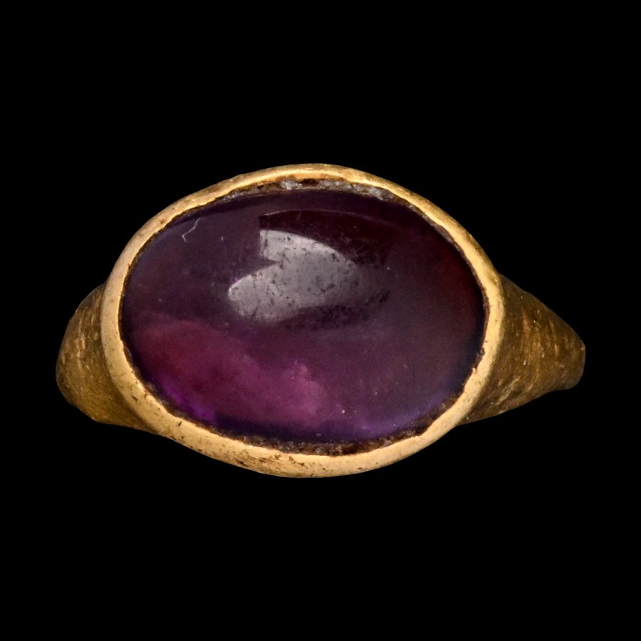 Roman Gold Child's Ring with Amethyst Cabochon