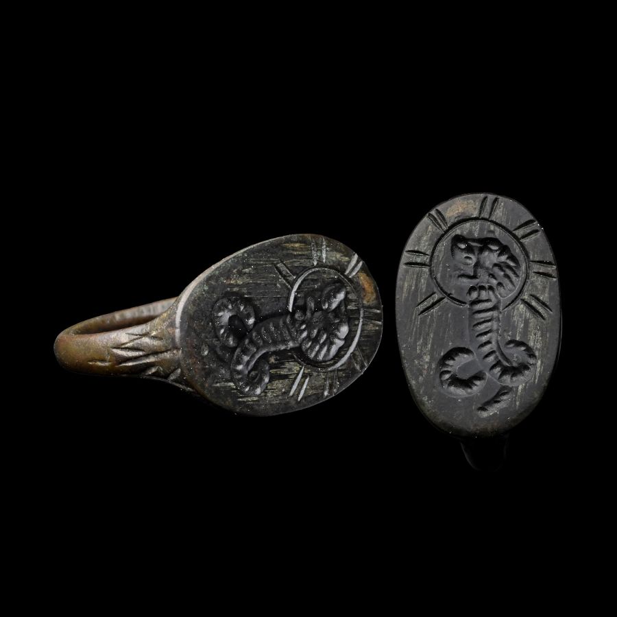 Roman Bronze Gnostic Ring with Chnoubis