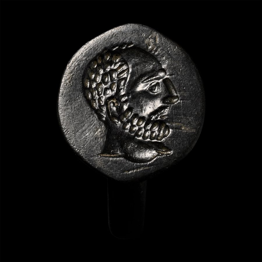 Greek Bronze Ring with Bust of a Philosopher