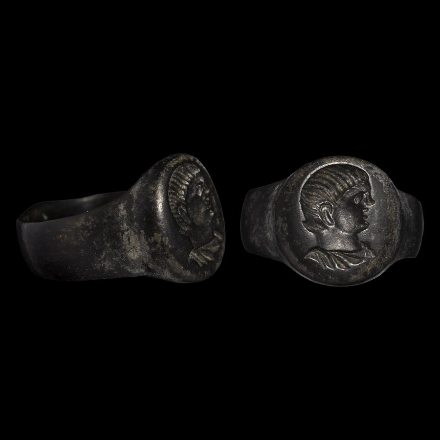 Roman Bronze Ring with Bust