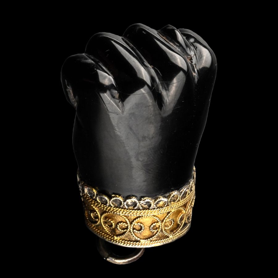 Silver-Gilt Mounted Jet 'Figa' Amulet