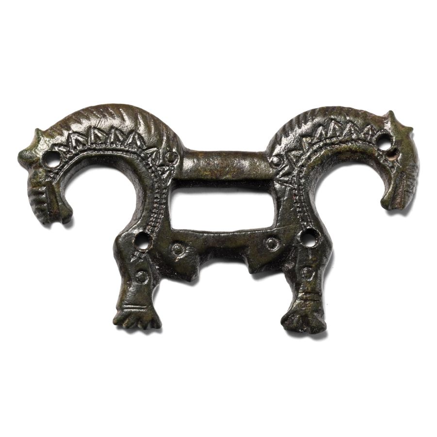 Viking Age Bronze Double Horse Head Buckle