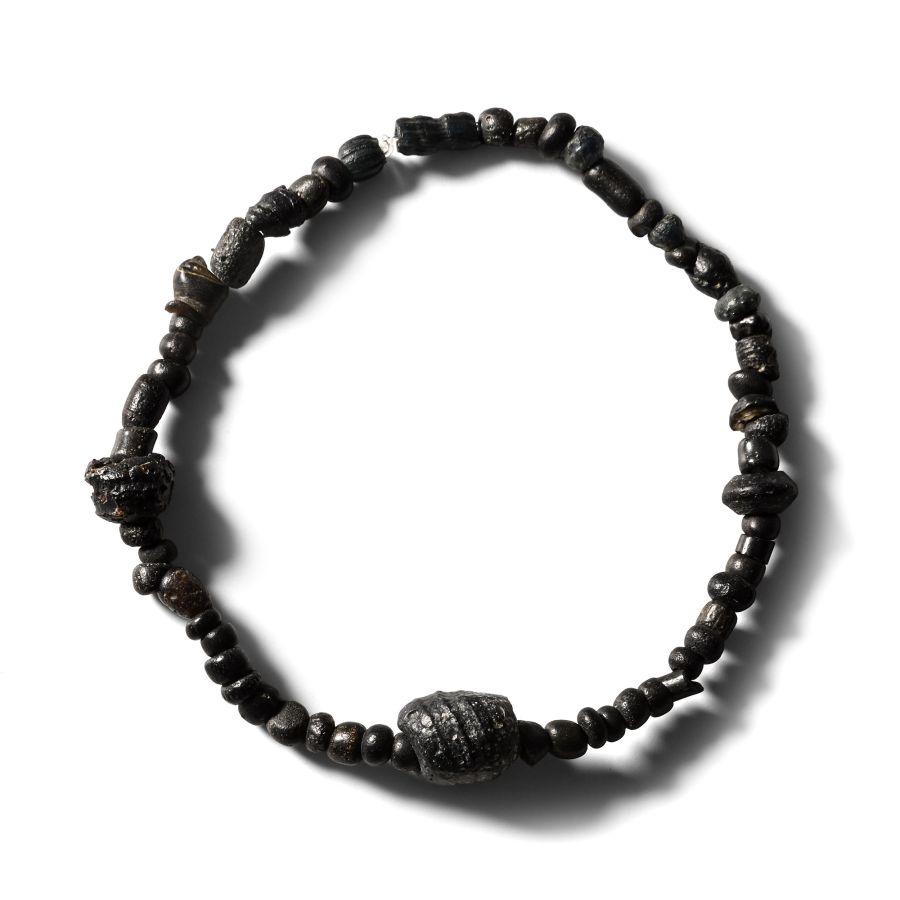 Roman Black Glass Bead Bracelet