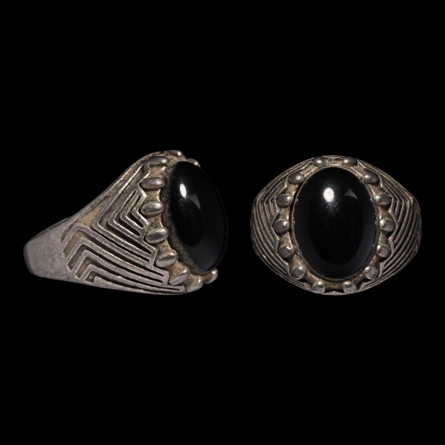 Bedouin Silver-Coloured Metal Ring with Gemstone