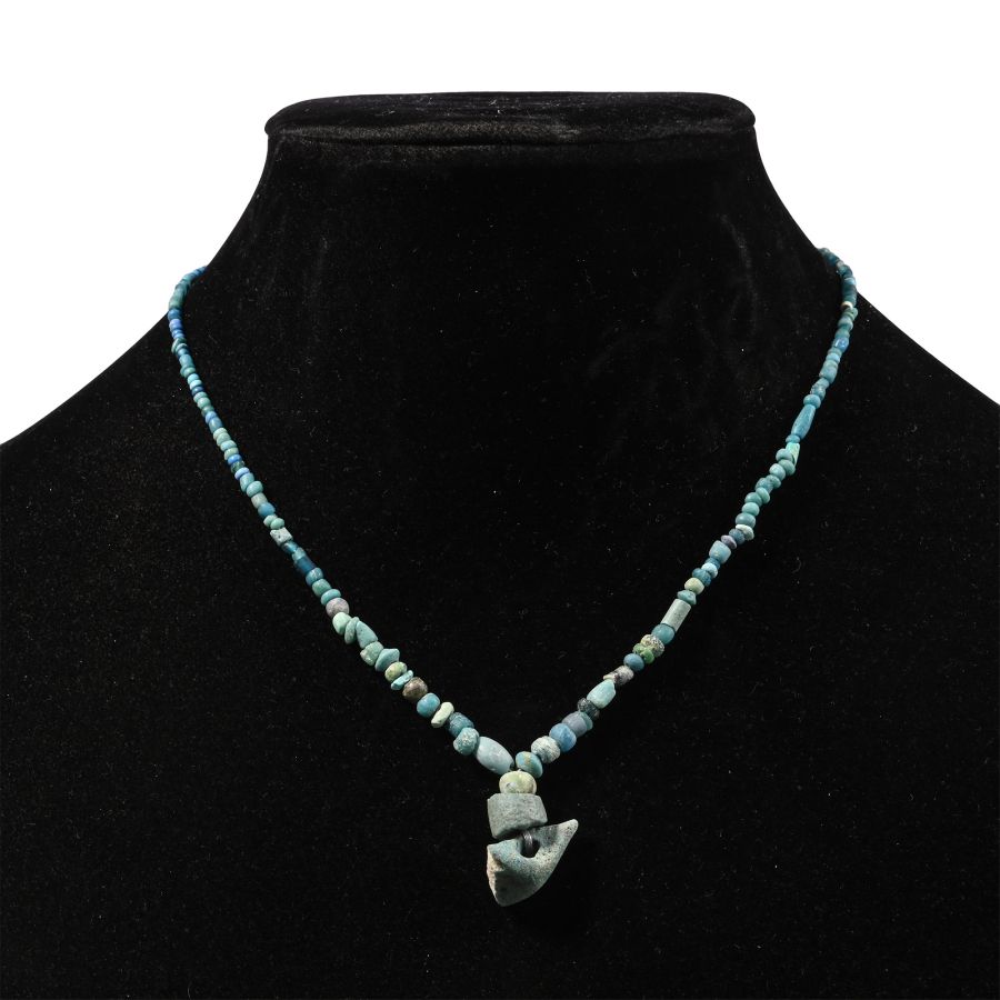 Roman Pale Blue Glass and Other Bead Necklace String