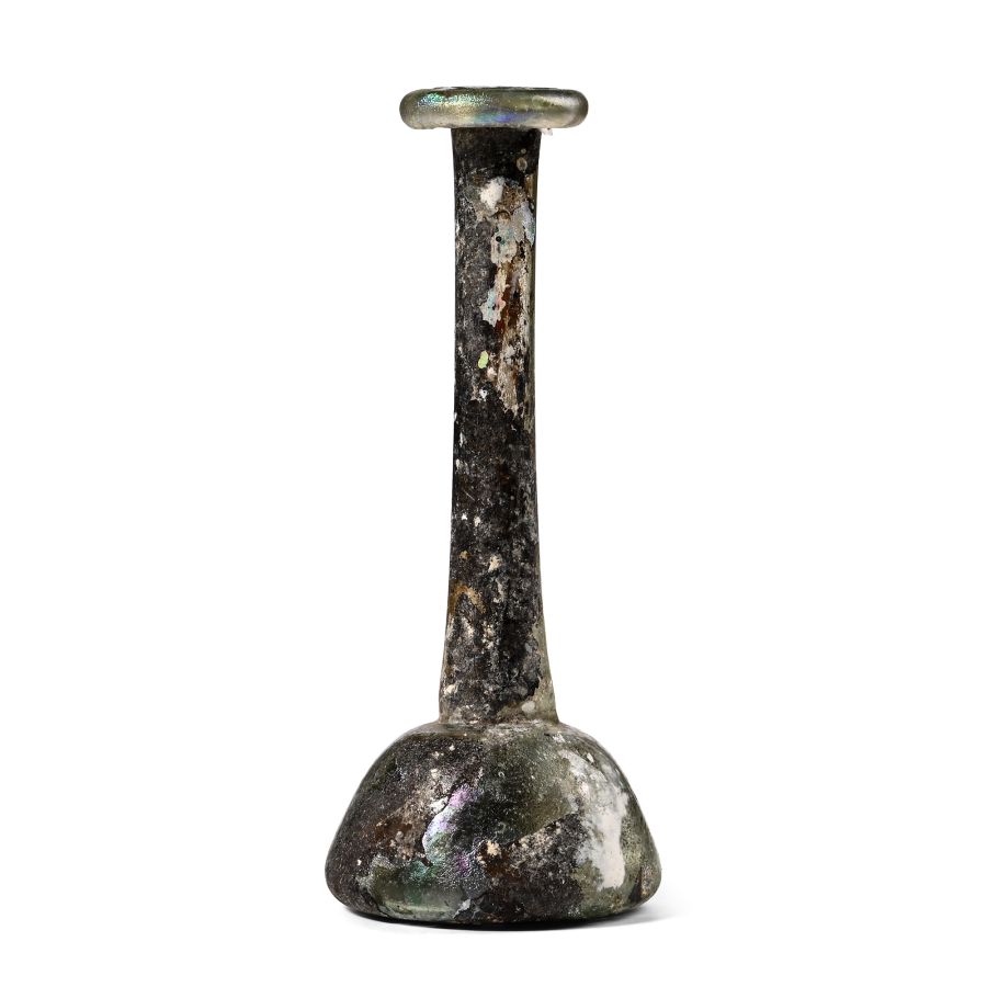 Roman Iridescent Glass Candlestick Unguentarium