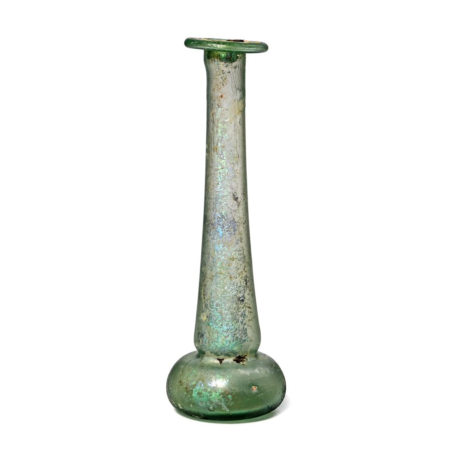 Roman Iridescent Glass Candlestick Toilet Bottle