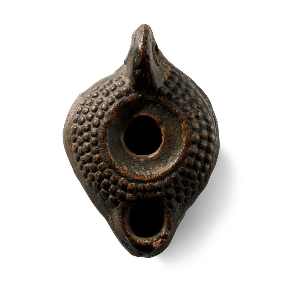 Roman Terracotta Oil Lamp with Bobbles