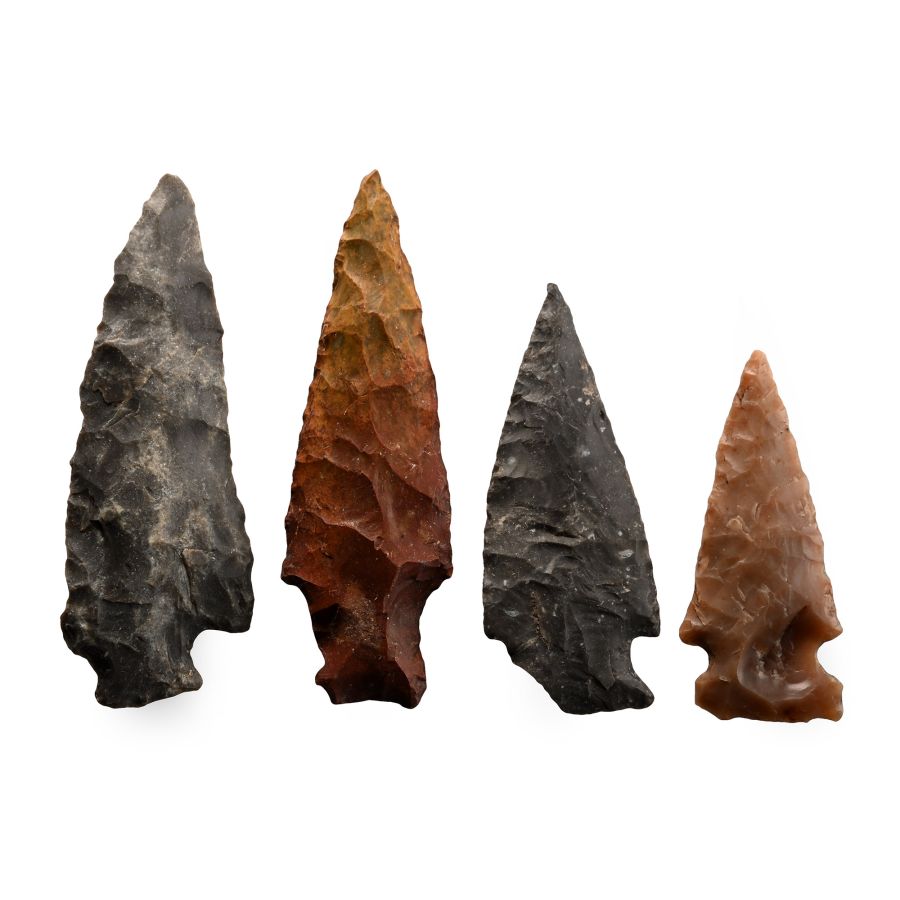 North American Stone Age Knapped Arrowhead Group