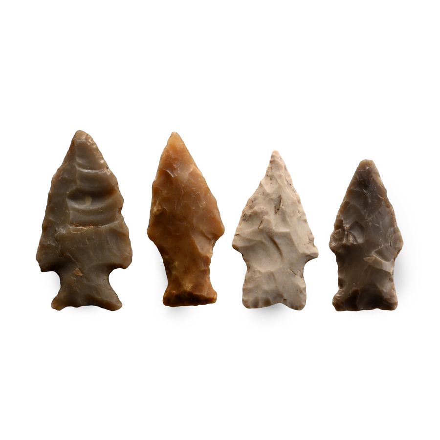 North American Stone Age Knapped Arrowhead Group