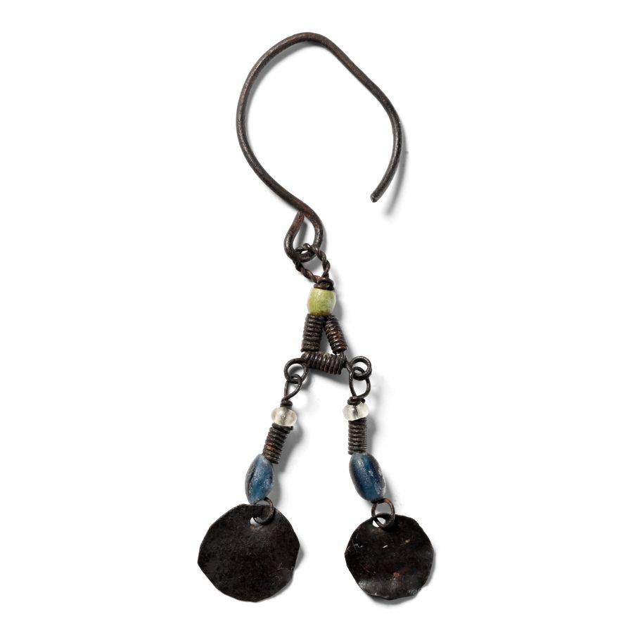 Byzantine Bronze Earring with Bead Drops