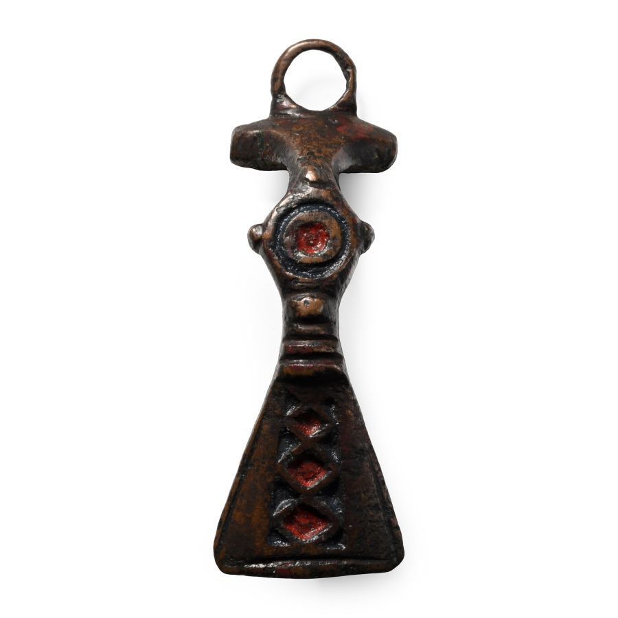 Roman Enamelled Bronze Fantail Bow Brooch