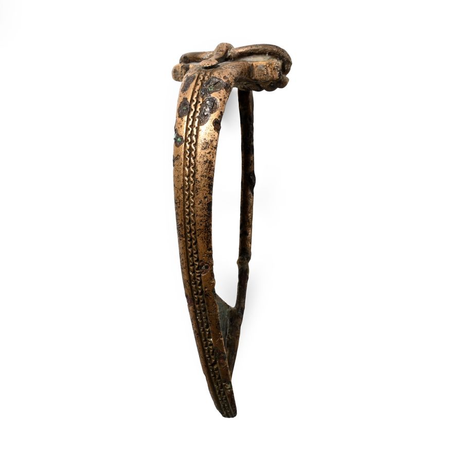 Large Roman Bronze Decorated Bow Brooch