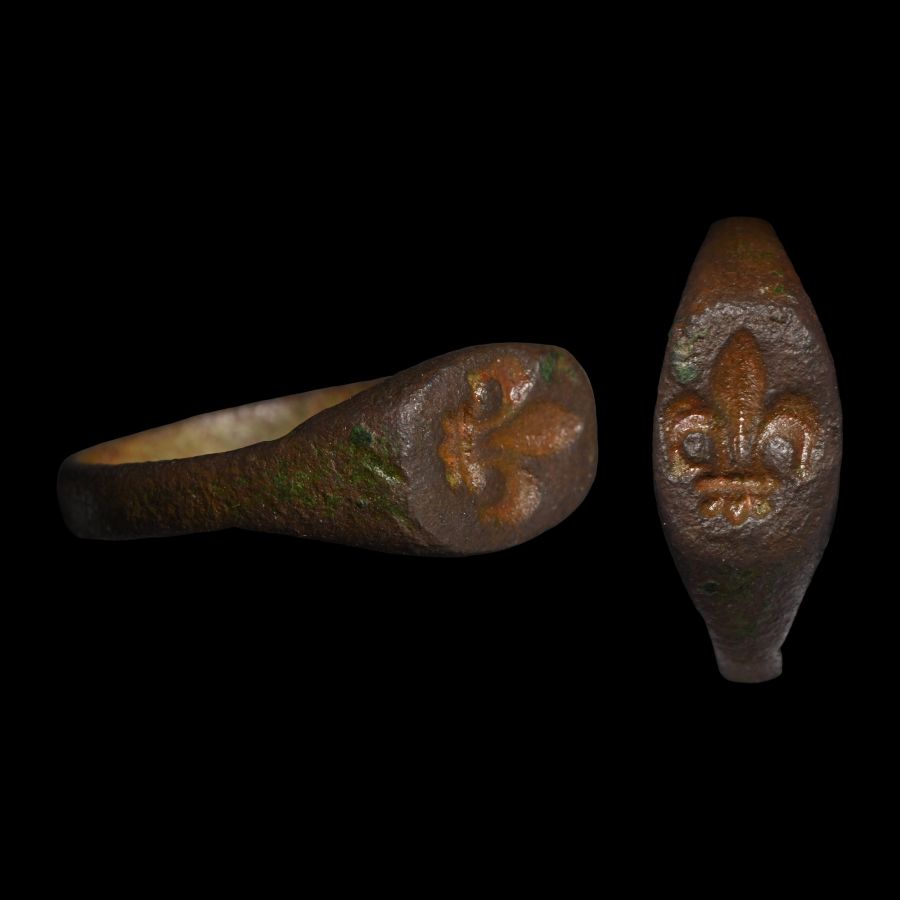 Tudor Period Bronze Ring with Fleur-de-Lis