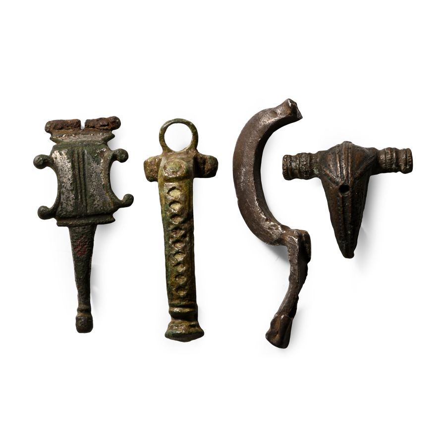 Roman Bronze and Silver Bow Brooch Group