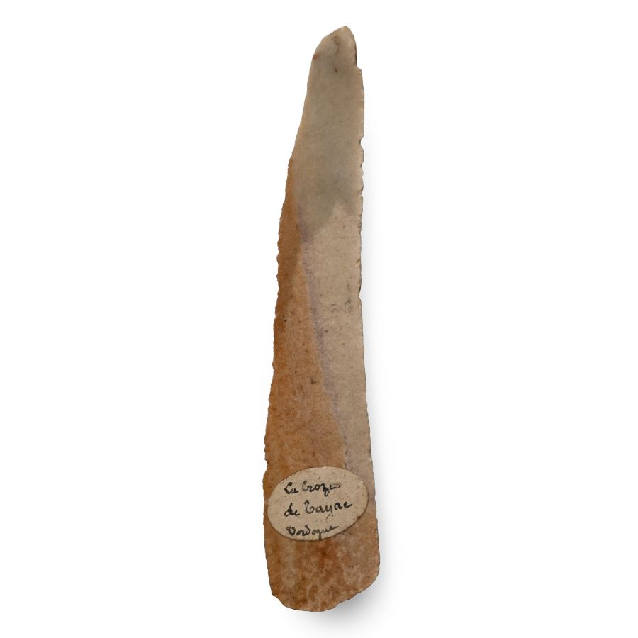 French Stone Age Knapped Flint Long Blade Scraper