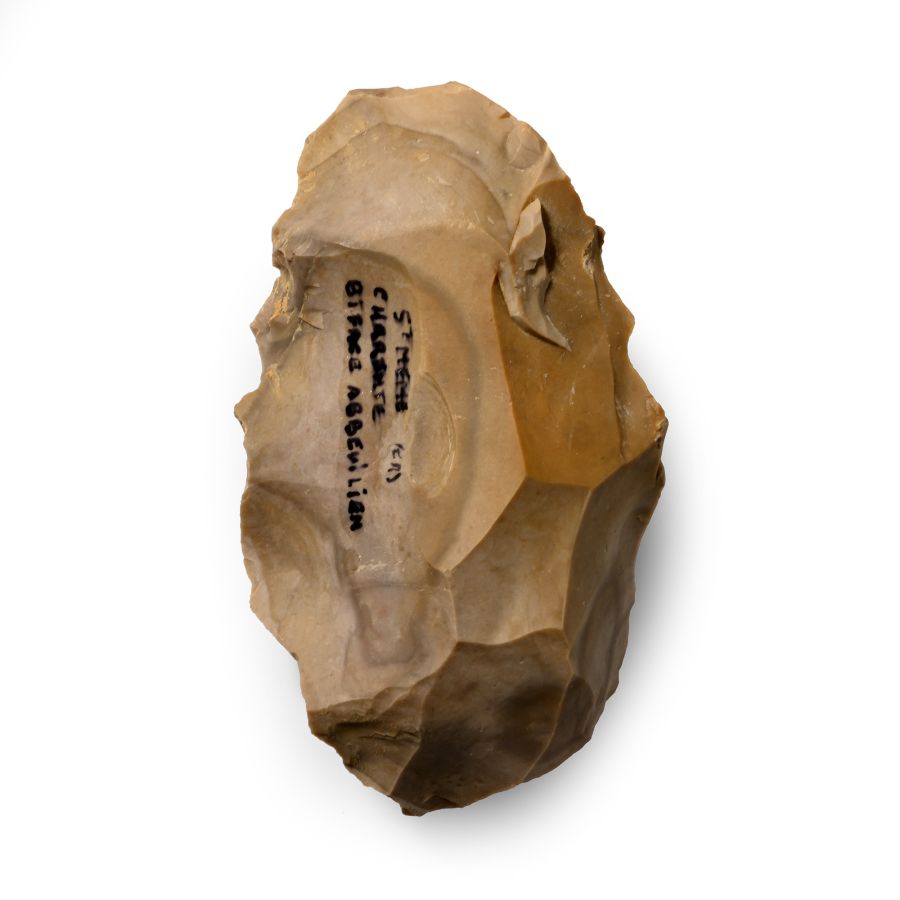 French Homo Heidelbergensis Knapped Flint Handaxe